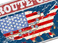 The Tin Wall Metal Garage Sign for Mancave Route 66 Mother Road USA Flag Map