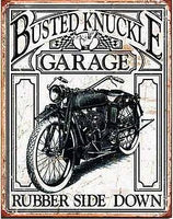 The Tin Wall Metal Garage Sign for Mancave Busted Knuckle Garage Rubber Side Down