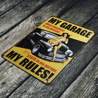 The Tin Wall Metal Garage Sign for Mancave What Happens In My Garage Stays In My Garage