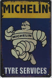 The Tin Wall Metal Garage Sign for Mancave Michelin Man Tyre Services