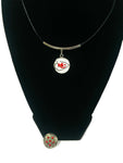 NFL Fashion Snap Jewelry Kansas City Chiefs Logo Necklace Set With 2 Charms For Football Fans