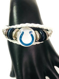 NFL Fashion Snap Indianapolis Colts Logo White Leather Bracelet  With 2 Charms For Football Fans