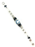 NFL Fashion Snap Indianapolis Colts Logo White Leather Bracelet  With 2 Charms For Football Fans