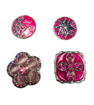 Pretty in Pink Sparkle Lot Of 4 Rhinestone Charms 18MM - 20MM Snap