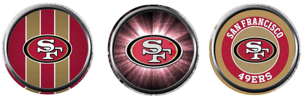 Set of 3 NFL San Francisco 49ers Football Logo 18MM - 20MM Snap Jewelry Charms New Item