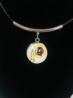 NFL Fashion Snap Jewelry Washington Redskins Logo Necklace Set With 2 Charms For Football Fans