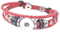 MLB Chicago Cubs Logo Red Leather Bracelet  With Bonus Extra 18MM - 20MM Charm For Baseball Fans