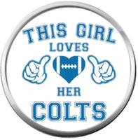 NFL Indianapolis Colts Bracelet This Girl Loves & Tribal NFL Football Fan Blue Leather  W/2 18MM - 20MM Snap Charms