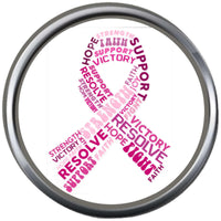 F#ck Cancer Survivor Ribbon Breast Cancer Awareness Support Cure For All Pendant Necklace  W/2 18MM - 20MM Snap Charms