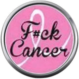 F#ck Cancer Survivor Ribbon Breast Cancer Awareness Support Cure For All Pendant Necklace  W/2 18MM - 20MM Snap Charms