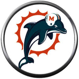 NFL Set of 4 Miami Dolphins Football Logo 18MM - 20MM Snap Jewelry Charms New Item