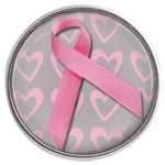 Hearts On Gray Save The Tatas Pink Breast Cancer Ribbon Survivor Cure By Awareness 18MM - 20MM Snap Jewelry Charm