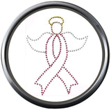Angel Halo Wings Pink Breast Cancer Ribbon Survivor Cure By Awareness 18MM - 20MM Snap Jewelry Charm