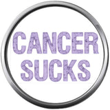 Purple Cancer Sucks Cancer Ribbon Survivor Hope For All Support Cure Awareness 18MM - 20MM Snap Jewelry Charm
