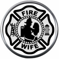 Maltese Cross Firefighter Man And Wife Thin Red Line Courage Under Fire 18MM-20MM Snap Charm Jewelry