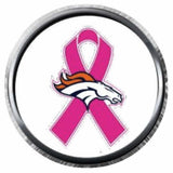 Denver Broncos Breast Cancer Ribbon NFL Football Logo 18MM - 20MM Snap Jewelry Charm New Item