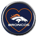 Heart Denver Broncos NFL Football Logo 18MM - 20MM Snap Jewelry Charm New Item