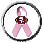 San Francisco 49ers Breast Cancer Ribbon NFL Football Logo 18MM - 20MM Snap Jewelry Charm New Item