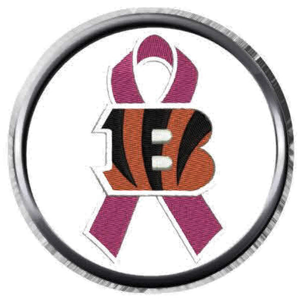 Cincinnati Bengals Breast Cancer Ribbon NFL Football Logo 18MM - 20MM Snap Jewelry Charm New Item