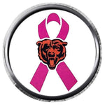 Chicago Bears Breast Cancer Ribbon NFL Football Logo 18MM - 20MM Snap Jewelry Charm New Item