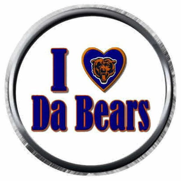 Heart Love Da Chicago Bears NFL Football Logo 18MM - 20MM Snap Jewelry Charm New Item