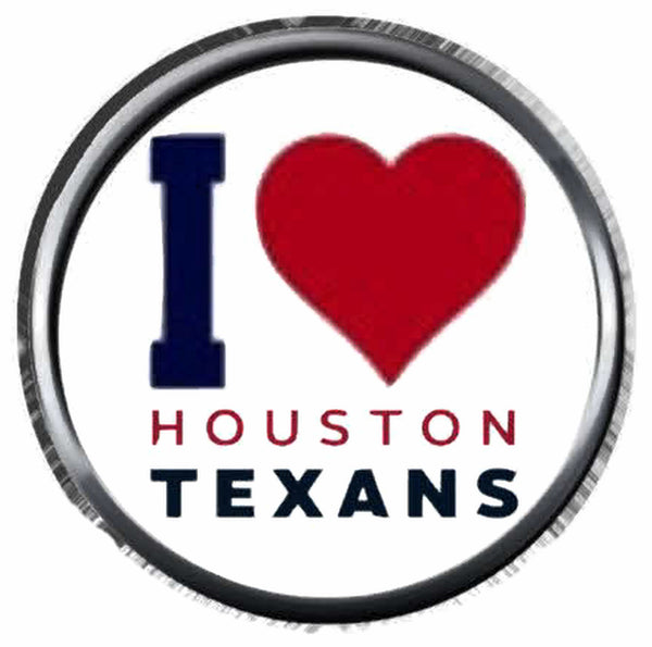 I Love Houston Texans Heart NFL Football Logo 18MM - 20MM Snap Jewelry Charm New Item