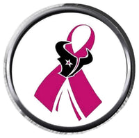 Houston Texans Breast Cancer Ribbon NFL Football Logo 18MM - 20MM Snap Jewelry Charm New Item