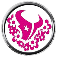 Flowers And Pink Toro Houston Texans NFL Football Logo 18MM - 20MM Snap Jewelry Charm New Item