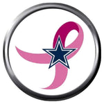 Dallas Cowboys Breast Cancer Ribbon NFL Football Logo 18MM - 20MM Snap Jewelry Charm New Item