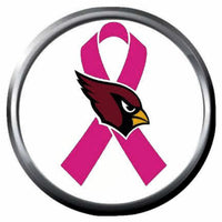 Arizona Cardinals Breast Cancer Ribbon NFL Football Logo 18MM - 20MM Snap Jewelry Charm New Item