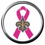 New Orleans Saints Breast Cancer Ribbon NFL Football Logo 18MM - 20MM Snap Jewelry Charm New Item