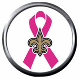 New Orleans Saints Breast Cancer Ribbon NFL Football Logo 18MM - 20MM Snap Jewelry Charm New Item