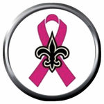 Breast Cancer Ribbon New Orleans Saints NFL Football Logo 18MM - 20MM Snap Jewelry Charm New Item