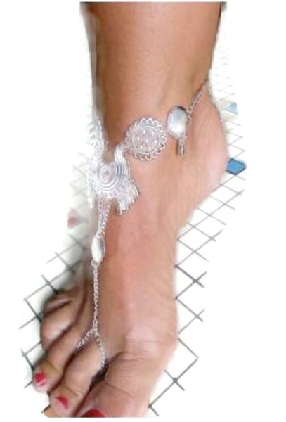 2 Piece Crystal Wedding Foot Jewelry – Beach Barefoot Sandals – Bridal  Anklet - Beaded Footless Sandals - Foot Accessories – Toe Ring – Barefoot