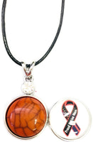 Proud Marine Mom Snap on 18" Leather Rope Diamond Pendant Necklace W/ Extra 18MM - 20MM Snap Charm