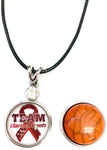 Marine Parent Snap on 18" Leather Rope Diamond Pendant Necklace W/ Extra 18MM - 20MM Snap Charm