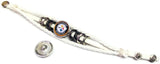 NFL Pittsburgh Steelers Bracelet Steely McBeam &  Circle Logo Football Fan White Leather  W/2 18MM - 20MM Snap Charms