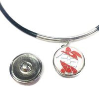 SCUBA Rescue Diver and Turtle on Dive Flag 18" Necklace with Extra 18MM - 20 MM Snap Jewelry Charm