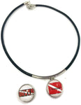 SCUBA Divemaster Diver Flag and DIVER 15" Necklace with 2 18MM - 20MM Snap Jewelry Charms