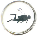 Scuba Diver Down 18MM - 20MM Fashion Snap Jewelry Snap Charm