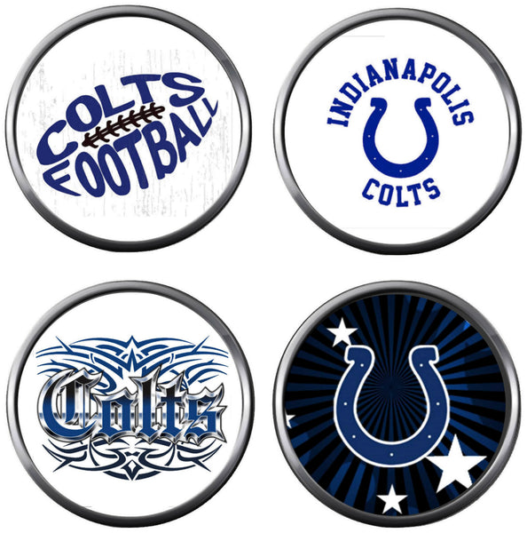 NFL Set of 4 Indianapolis Colts Horseshoe Logo 18MM - 20MM Snap Jewelry Charms New Item