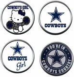 Set of 4 NFL Dallas Cowboys Hello Kitty Girl Football Logo 18MM - 20MM Snap Jewelry Charms New Item