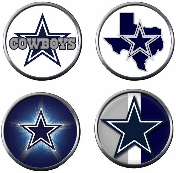 Set of 4 NFL Dallas Cowboys Texas Football Logo 18MM - 20MM Snap Jewelry Charms New Item