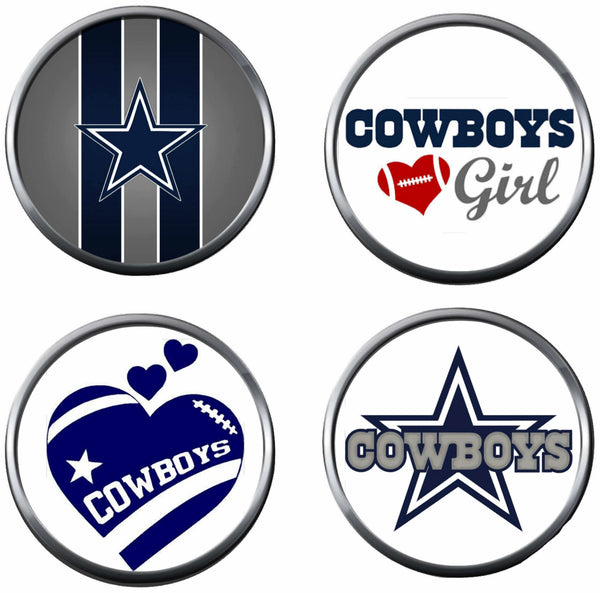 Set of 4 NFL Dallas Cowboys Love Football Logo 18MM - 20MM Snap Jewelry Charms New Item