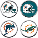 NFL Set of 4 Miami Dolphins Football Logo 18MM - 20MM Snap Jewelry Charms New Item