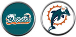 NFL Set of 2 Miami Dolphins Football Logo 18MM - 20MM Snap Jewelry Charms New Item