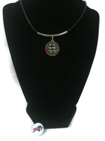 NFL Fashion Snap Jewelry Buffalo Bills Logo Necklace Set With 2 Charms For Football Fans