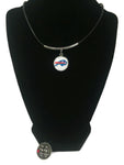 NFL Fashion Snap Jewelry Buffalo Bills Logo Necklace Set With 2 Charms For Football Fans